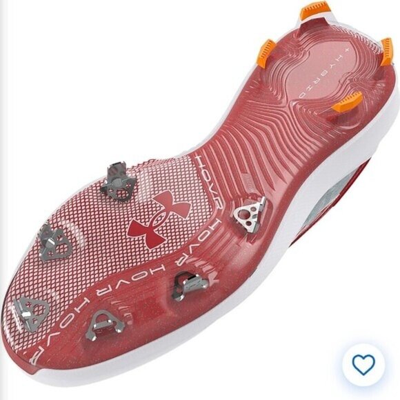 Under Armour Hovr UA Harper 8 Low Red & Silver Hybrid Metal Cleats Size 6.5 New main image 12